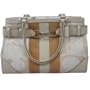 AUTHENTIC COACH HAMPTONS OPTIC SIGNATURE STRIPE CARRYALL Handbag F13337 Tote - Khaki, Silver Satchel