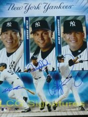 Signed Yankees, New York (Hideki Matsui / Derek Jeter / Alex Rodriguez) 11x14 By Hideki Matsui, Derek Jeter and Alex Rodriguez Photo