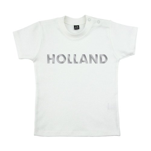 Baby – Kleinkinder T-Shirt – Holland – Textil white / Motiv silber Gr. 18-24 Monate