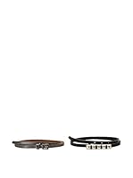Pepe Jeans London Cinturón Haingo Belt x 2 (Negro / Plata)