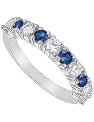 Sapphire and Diamond Ring 14K White Gold - 1.00 CT TGW