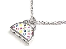 Designer Inspired LV White Purse Handbag Necklace Fashion Jewelry