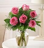 Valentine's Day Flowers by 1-800-Flowers - Rose Elegance Premium Long Stem Pink Roses - 6 Stem Pink Roses