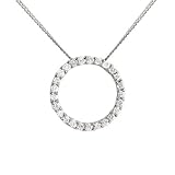 9ct White Gold Ladies 0.25ct Diamond Circle & 18 Chain