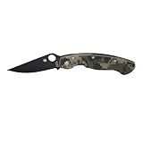 Spyderco Military Model G-10 Black Blade Plain Edge Knife, Camo