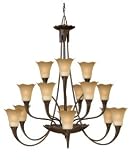 Hinkley Lighting 4289TI Jardino 15 Light Large Foyer Chandelier in Tuscan Iron with Antique Amber Scavo glass