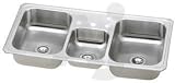 Elkay Celebrity Collection CMR43221 43 Top Mount Triple Bowl Stainless Steel Sink with 20-Gauge, 7 Bowl Depth, 3-1/2 Drain Opening and Self-Rim: 1 Hole