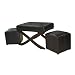 #1: Global Distinctions Cross-Leg Bench with 2 Cubes, Brown Faux Leather