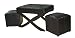 Kitchen & Housewares : Global Distinctions Cross-Leg Bench with 2 Cubes, Brown Faux Leather