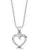 18k White Gold or Yellow Gold Aquamarine and Diamond Open Heart Pendant