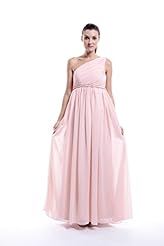 A-line Chiffon One Shoulder Natural   Waistline Floor Length Lace Ruched Bridesmaid Dress 