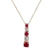 Necklace With 1.00ctw Diamond and Created Rubies in 14K/925 Gold plated Silver Length 18in