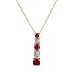 Necklace With 1.00ctw Diamond and Created Rubies in 14K/925 Gold plated Silver Length 18in