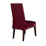 Soft Suede Short Dining Room Chair Slipcover - Burgundy