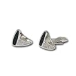Cufflink Jewelry - Black Agate V Cubic Zirconia Platinum Overlay CAREFREE Sterling Silver Cufflinks