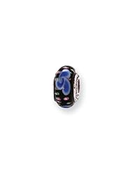 Blue and Black Glass Charm for 3mm Charm Bracelets