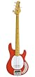 Ernie Ball Music Man Classic Collection StingRay 5 String Bass - Single Humbucker Coral Red Finished Birdseye Maple Neck White Pickguard