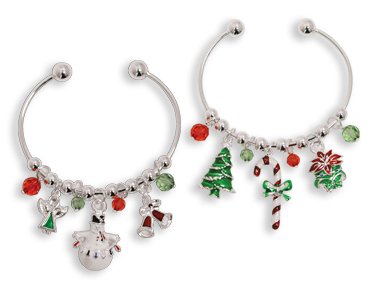 Click here to buy Christmas Danglers Wire Bangle Holiday Charm Bracelet.