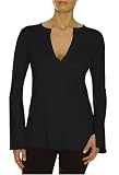  : Beyond Yoga Pima Modal Long Sleeve Henley (Black, Small)