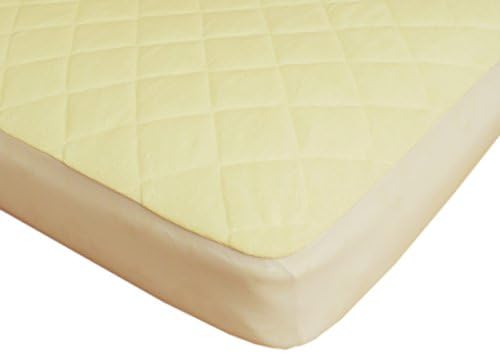 SUPER SALE! Baby Ideas Bamboo Viscose Crib Mattress Pad Waterproof Quilted Size 52x28 + 9 Deep Full Fitted Stretch Skirt Light Yellow Color