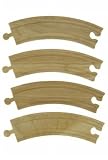 Wooden Train Railway System - Spare Long Curved Track x 4 (Compatible with leading wooden rail systems) - Wooden Toy
