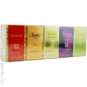 GIVENCHY VARIETY by Givenchy Gift Set for WOMEN: SET-5 PIECE MINI VARIETY WITH AMARIGE .13 OZ & ORGANZA .17 OZ & ABSOLUTELY GIVENCHY .23 OZ & VERY IRRESISTIBLE SENSUAL .13 OZ & AMARIGE MARIAGE .13 OZ AND ALL ARE MINIS