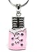 FUN 3-D Chocolate Bar Charm Necklace with Multi-Colored Crystal Accents and Pink Wrapper Silver Tone
