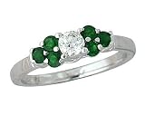 14kt White Gold Diamond and Emerald Women's Ring