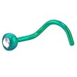 Grade 23 Titanium Green Crystalline Gem Nose Ring