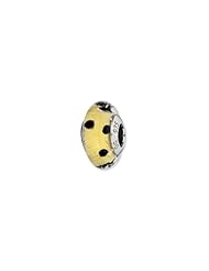 Sterling Silver Gold with Black Dots Italian Murano Glass Charm