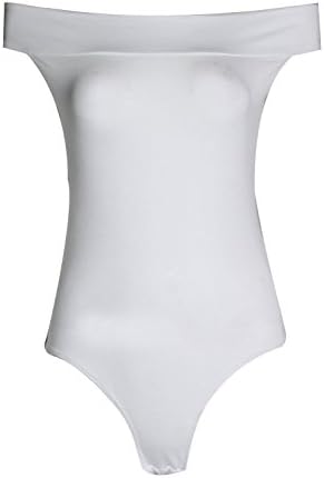 Womens Plus Size Long Sleeves Off Shoulder Plain Viscose Jersey Bodysuit