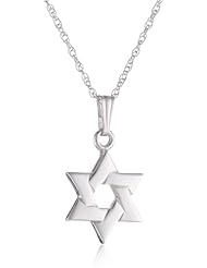 14k Gold Solid Star of David Pendant Necklace, 18"
