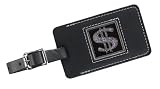 Silver Dollar Sign Leather Luggage Tag