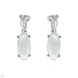Earrings With 2.12ctw Precious Stones - Genuine Chalcedonies and Clean Diamonds in White Gold Length 16.0mm