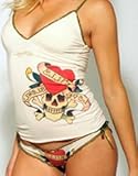 Ed Hardy - ED HARDY #3003 BL LOVE KILLS CAMISOLE AND BIKINI SET LARGE