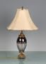Red and Clear Crystal Lamp with Ivory Lampshade
