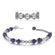 Black Pearl Heart Pendant ID Bracelet in Sterling Silver 8 Inch