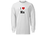 I Love/Heart Nia Adult Long Sleeve T-Shirt WHITE LARGE