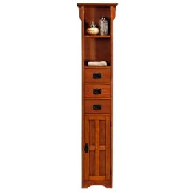 Craftsman Linen Storage Cabinet With Wood Door, WOOD-DOOR, DARK OAK