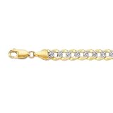 14K Two-Tone Gold Comfort Pave Curb Chain - 7.00mm - 24 inch