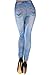 New Stylish Denim Look Ripped Faux Jean Blue Leggings Tights Pants