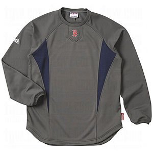 MLB Boston Red Sox Adult Long Sleeve Crew Tech Fleece Pllovr (Pro Granite/Pro Navy, X-Large)