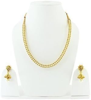 Harvi Creations Women's Necklace Set Handmade Golden Polki Jewellery Bridal Wedding Rajasthani Jewelry