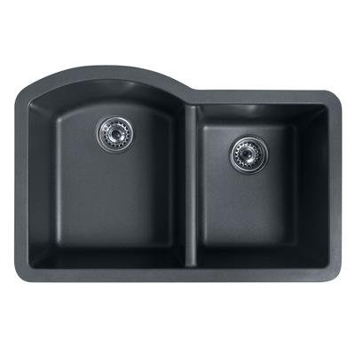 Swanstone QUDB-3322.170 32-Inch by 21-Inch Undermount Double Bowl Kitchen Sink, Espresso