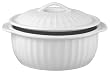 HIC 106-Ounce Lidded Round Casserole Dish, White