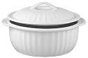 HIC 106-Ounce Lidded Round Casserole Dish, White