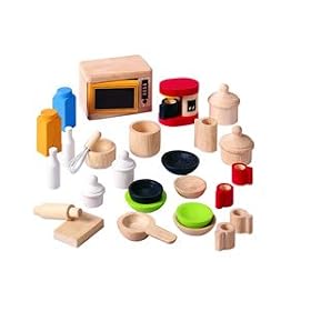 Plan Toy Doll House Accessories for Kitchen with Tableware
