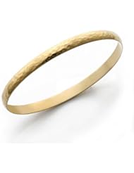 5mm Plain Dome Hammered Womens Gold Bangle