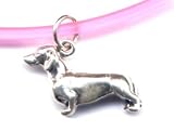 8 Pink Dachsund Ankle Bracelet Sterling Silver Jewelry