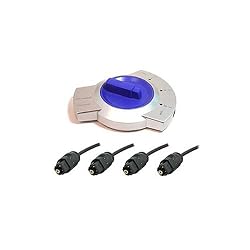 Toslink 3x1 Optical Audio Bi-Directional Switch + (4) 6ft Toslink Cables